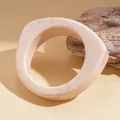 Irregular resin bangle featuring unique marble texture in minimalist vintage style design. - Pinkish Brown Marble Pattern Style (48#) / White