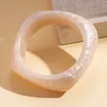 Elegant minimalist irregular resin bangle in pearlescent pink with marble texture finish - Irregular Thickened Style (65#) / White