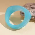Chunky irregular light blue translucent resin bangle with a minimalist vintage design aesthetic - Irregular Minimalist Style (50#) / Blue