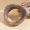 Irregular resin bangle with brown marble pattern in minimalist retro design for women - Irregular Marble Style (49#) / Gray
