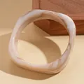 Elegant irregular wavy resin bangle featuring unique cream and tan marbleized patterns - Wave Shape Style (54#) / White