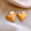 Elegant matte gold heart-shaped geometric stud earrings for women - 104 Silver Needle - Gold (genuine Gold Plated)