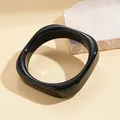 Stylish irregular black resin bangle with a minimalist vintage design for women - Irregular Square Style (39#) / Black
