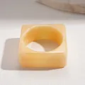 Minimalist vintage square resin bangle with elegant marble texture in creamy orange finish - Irregular Style (72#) / White