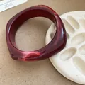 Irregular burgundy resin bangle with white marble texture in a retro minimalist style. - Irregular Style (34#) / Burgundy