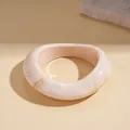 Elegant minimalist irregular resin bangle featuring a creamy marble texture and retro design - Irregular Style (90#) / Beige
