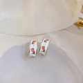 Elegante Vintage-Ohrringe aus weißer Emaille mit orangefarbenem Tulpenmuster - 30# C-Form Creole Tulpe Muster (5915056812148)