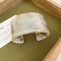 Elegant minimalist resin cuff bracelet with cream and brown marble texture design - Marble Swirl Style (84#) / Beige