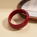 Minimalist dark red thick resin bangle bracelet featuring a smooth glossy finish - Vintage Thick Red Style (107#) / Red
