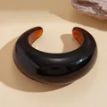 Retro irregular translucent resin cuff bracelet featuring a dark amber brown finish - Irregular Amber Pattern Bangle (104#) / Brown