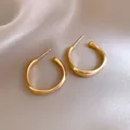 Elegant minimalist gold-plated oval hoop earrings with 925 silver pins for women. - Oval Hoop Style / Gold