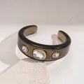 Vintage irregular resin cuff bracelet with sparkling crystal rhinestones - Rhinestone Open Irregular Style (119#) / Transparent Black