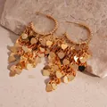 Elegant gold hoop earrings featuring multi-layered heart-shaped tassel sequins for women - 30# Silver Earring Post - Gold