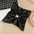 Elegant black ruffled fabric scrunchie, minimalist INS style hair accessory for bun styling - Black Wrinkled INS Style (39#)