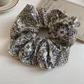 Retro blue paisley oversized fabric scrunchie for elegant hair styling and accessories - Vintage Paisley Style (49#)