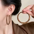 Stylish leopard print large hoop earrings for women minimalist fashion jewelry accessories - 14# Hoop Earrings - Brown - Round