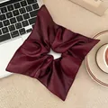 Large burgundy faux leather star-shaped scrunchie hair tie for elegant hair styling - Leather-look Star Style (40#)