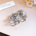 Elegant silver needle crystal grape cluster earrings for women's minimalist fashion. - Silver-Transparent