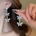 Elegant long butterfly zircon drop earrings with sparkling silver tassels design - Elegant Butterfly Tassel (61#) / Silver