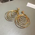 Elegant multi-layer gold circular drop earrings for women featuring minimalist design - Multi-Layer Nested Circle (25#) / Large / Gold