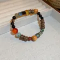 Handgefertigtes Perlenarmband mit Edelsteinen, Holzperlen und Tigeraugen-Akzenten. - Armband Nr. 101 – Braun