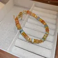 Elegant ethnic style beaded bracelet with multi-colored gemstones in a jewelry box - Style 43 / Colorful