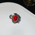 Elegant snake hair claw clip with a large red stone and rhinestones - Snake Rhinestone Style / Gun Black/Red Snake Style