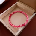 Elegant ethnic style pink crystal beaded bracelet featuring natural gradient stones - Gradient Agate Bracelet (68) / Pink