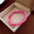 Pink crystal beaded bracelet in a beige jewelry gift box for women - Exquisite Rose Quartz Style Bracelet (69) / Pink