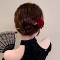 Pic à cheveux romantique fait main avec rose rouge séchée style chinois variante - 2# Pic à Cheveux-Rose Rouge Foncé