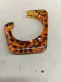 Stylish irregular acrylic open bangle with amber tortoiseshell pattern for women - Geometric Style / Coffee