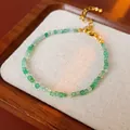 Handmade ethnic style emerald green square crystal beaded bracelet with adjustable gold clasp - Style 103 Bracelet / Green