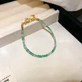 Elegant green crystal beaded bracelet featuring adjustable gold plated chain for women - Style 114 (Faceted Crystal Beads) / Green