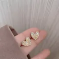 Elegante herzförmige Champagner-Kristallohrstecker mit glitzerndem Strass-Rand - Herzform-Stil (21#)