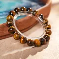Handcrafted natural Tiger Eye stone beaded bracelet with rich golden brown chatoyancy - Tiger Eye Style (102#) / 10mm / Brown