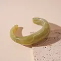 Elegant marbled green acrylic wavy cuff bangle with premium white swirled stone pattern - Style 9 Bangle