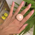 Minimalist peach chunky resin ring with smooth geometric pebble design for women - 28# Coffee
