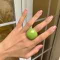 Vintage lime green resin geometric ring with chunky glossy finish for index finger - 29# Green