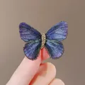 Elegant embroidered purple butterfly brooch pin for luxury coat and sweater styling accessory - Butterfly Embroidery Style (WP157)