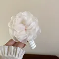 Eleganter cremeweißer Mesh-Blumen-Haargummi für stilvolle Zöpfe und Frisuren - Netzblume (18#) / Champagner
