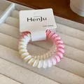 Rosa und weiß verlaufende spiralförmige Telefonkabel-Haargummis für Mädchen SKU - Gradient Spiral (33#) / 粉色-黄色