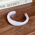 Wide irregular wave acrylic bangle with a delicate white marbled swirl texture finish - 37# Wave Opening Style