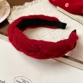 Red wide flocked headband for autumn and winter with elegant high-top hairband design - 2# Red Wide Flocked Style / Red