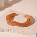 Chunky amber marbled acrylic bangle with irregular wave design for women's jewelry - Style 48