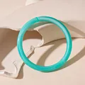 Elegant mint green marbled acrylic bangle bracelet featuring artistic white swirl patterns - Smudged Ring Bangle (62#)