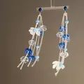 Detailansicht der silbernen Nadel-Blumenquasten-Ohrringe mit blauen Perlen - 26# Frische Blaue Blumenquaste