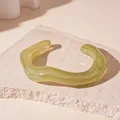 Unique irregular wavy acrylic cuff bracelet featuring a light green marbled finish design - Irregular Open Wave Bangle (68#)