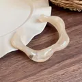 Modern irregular acrylic wavy cuff bracelet featuring a cream marble swirl pattern finish - Wave Wide Surface Open Bangle (69#)