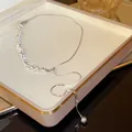Elegant silver irregular pearl necklace with French vintage style and adjustable chain detail - Silver Tassel Necklace (13#) / Silver