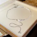 French vintage silver irregular pearl necklace featuring a sleek snake chain design - Triangle Tassel Necklace (11#) / Silver